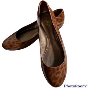 Coach Patent Leather Dayton Leopard Print Flats